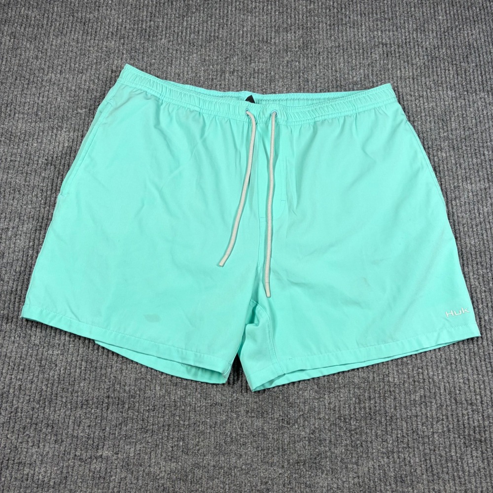Huk Shorts Men's XL Performance Fishing Teal Aqua Blue Boardshorts Swim Trunks
